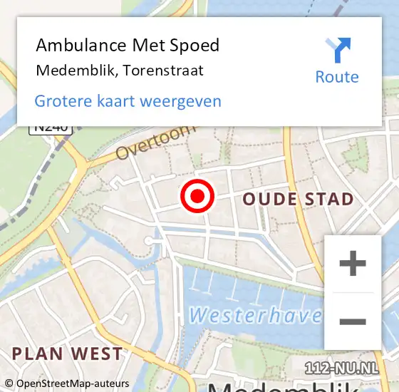 Locatie op kaart van de 112 melding: Ambulance Met Spoed Naar Medemblik, Torenstraat op 3 december 2021 20:44