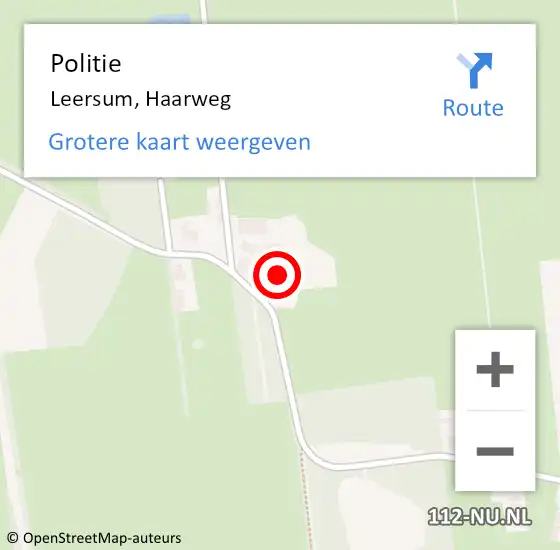 Locatie op kaart van de 112 melding: Politie Leersum, Haarweg op 3 december 2021 21:04