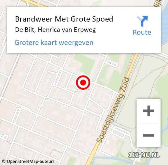 Locatie op kaart van de 112 melding: Brandweer Met Grote Spoed Naar De Bilt, Henrica van Erpweg op 3 december 2021 21:09