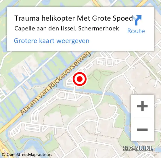 Locatie op kaart van de 112 melding: Trauma helikopter Met Grote Spoed Naar Capelle aan den IJssel, Schermerhoek op 3 december 2021 21:10