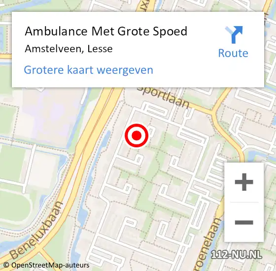 Locatie op kaart van de 112 melding: Ambulance Met Grote Spoed Naar Amstelveen, Lesse op 3 december 2021 21:36