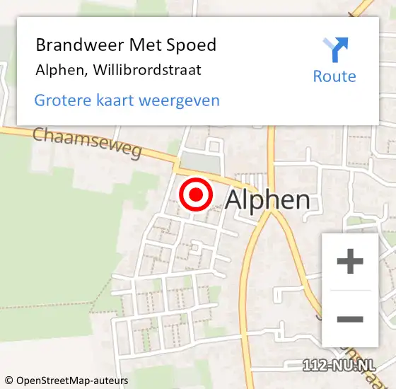 Locatie op kaart van de 112 melding: Brandweer Met Spoed Naar Alphen, Willibrordstraat op 3 december 2021 22:18