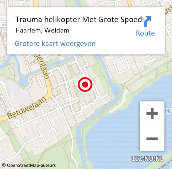 Locatie op kaart van de 112 melding: Trauma helikopter Met Grote Spoed Naar Haarlem, Weldam op 3 december 2021 22:42