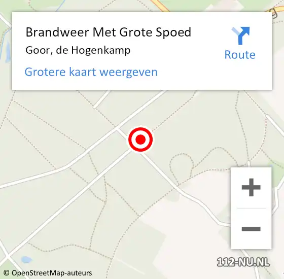 Locatie op kaart van de 112 melding: Brandweer Met Grote Spoed Naar Goor, de Hogenkamp op 3 december 2021 22:55