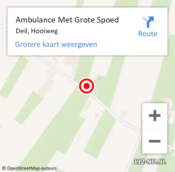 Locatie op kaart van de 112 melding: Ambulance Met Grote Spoed Naar Deil, Hooiweg op 3 december 2021 22:57