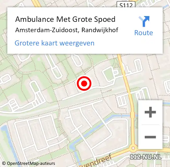 Locatie op kaart van de 112 melding: Ambulance Met Grote Spoed Naar Amsterdam-Zuidoost, Randwijkhof op 3 december 2021 23:27