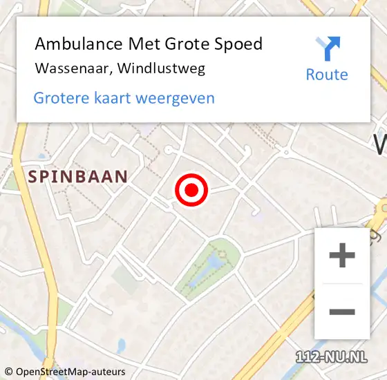 Locatie op kaart van de 112 melding: Ambulance Met Grote Spoed Naar Wassenaar, Windlustweg op 4 december 2021 00:04