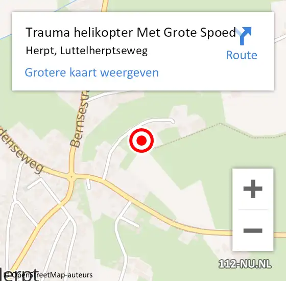 Locatie op kaart van de 112 melding: Trauma helikopter Met Grote Spoed Naar Herpt, Luttelherptseweg op 4 december 2021 00:44