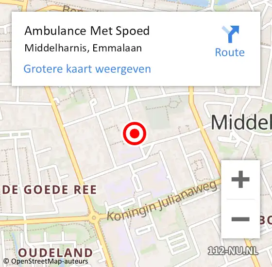 Locatie op kaart van de 112 melding: Ambulance Met Spoed Naar Middelharnis, Emmalaan op 4 december 2021 01:56