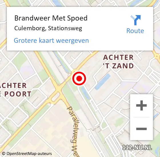 Locatie op kaart van de 112 melding: Brandweer Met Spoed Naar Culemborg, Stationsweg op 6 oktober 2013 23:09