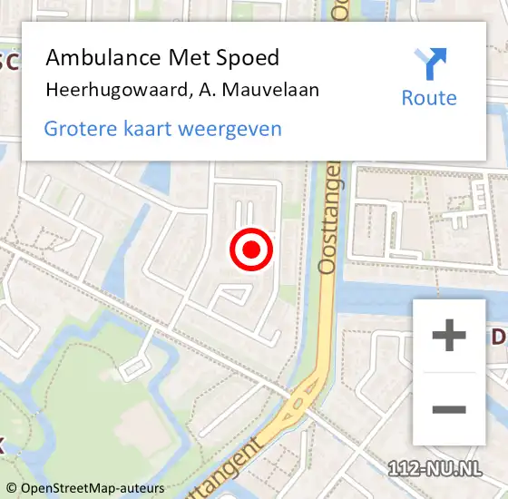 Locatie op kaart van de 112 melding: Ambulance Met Spoed Naar Heerhugowaard, A. Mauvelaan op 4 december 2021 02:33