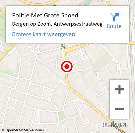 Locatie op kaart van de 112 melding: Politie Met Grote Spoed Naar Bergen op Zoom, Antwerpsestraatweg op 4 december 2021 02:49