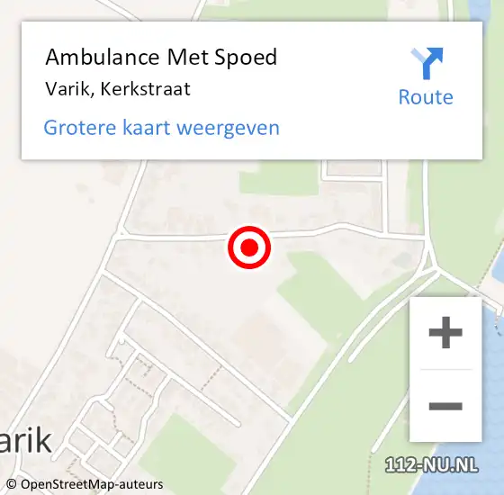 Locatie op kaart van de 112 melding: Ambulance Met Spoed Naar Varik, Kerkstraat op 4 december 2021 03:08