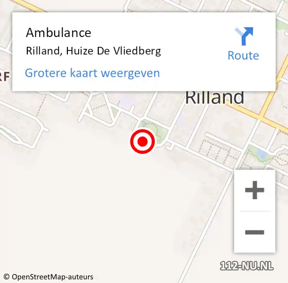 Locatie op kaart van de 112 melding: Ambulance Rilland, Huize De Vliedberg op 1 juli 2014 10:38