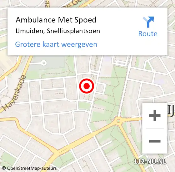 Locatie op kaart van de 112 melding: Ambulance Met Spoed Naar IJmuiden, Snelliusplantsoen op 4 december 2021 04:13