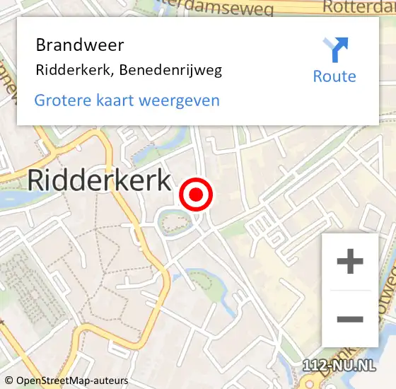 Locatie op kaart van de 112 melding: Brandweer Ridderkerk, Benedenrijweg op 4 december 2021 05:13