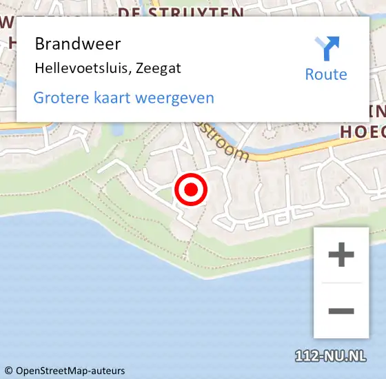 Locatie op kaart van de 112 melding: Brandweer Hellevoetsluis, Zeegat op 4 december 2021 05:22