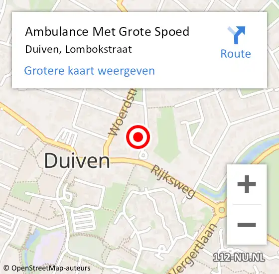 Locatie op kaart van de 112 melding: Ambulance Met Grote Spoed Naar Duiven, Lombokstraat op 4 december 2021 05:39