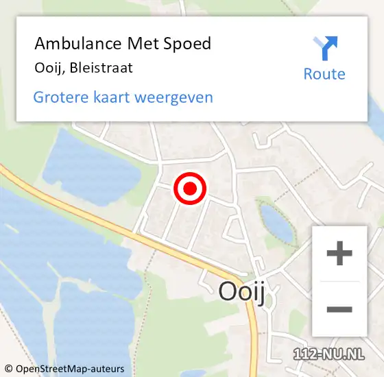 Locatie op kaart van de 112 melding: Ambulance Met Spoed Naar Ooij, Bleistraat op 4 december 2021 06:51