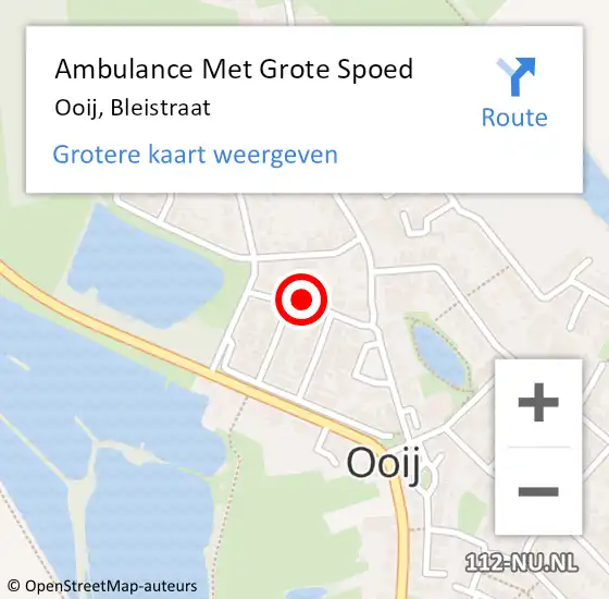 Locatie op kaart van de 112 melding: Ambulance Met Grote Spoed Naar Ooij, Bleistraat op 4 december 2021 06:53