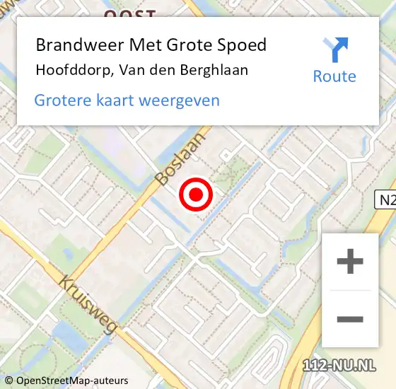 Locatie op kaart van de 112 melding: Brandweer Met Grote Spoed Naar Hoofddorp, Van den Berghlaan op 4 december 2021 07:31