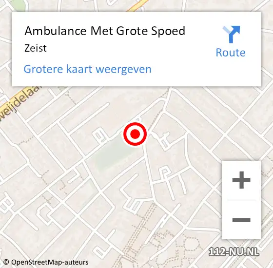 Locatie op kaart van de 112 melding: Ambulance Met Grote Spoed Naar Zeist op 4 december 2021 08:14