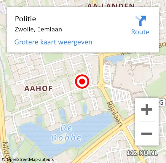 Locatie op kaart van de 112 melding: Politie Zwolle, Eemlaan op 4 december 2021 08:15
