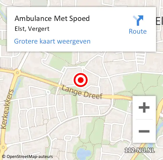Locatie op kaart van de 112 melding: Ambulance Met Spoed Naar Elst, Vergert op 4 december 2021 08:16