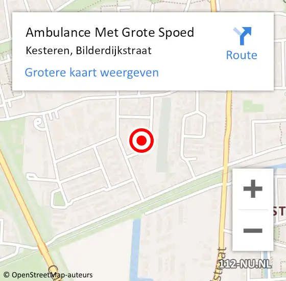 Locatie op kaart van de 112 melding: Ambulance Met Grote Spoed Naar Kesteren, Bilderdijkstraat op 4 december 2021 08:17