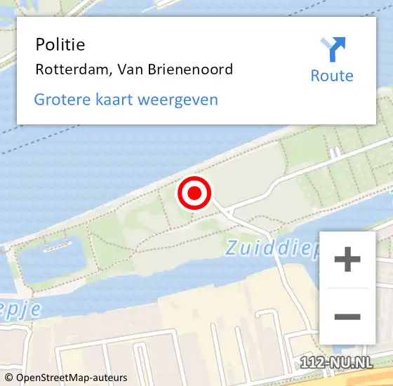 Locatie op kaart van de 112 melding: Politie Rotterdam, Van Brienenoord op 4 december 2021 08:23