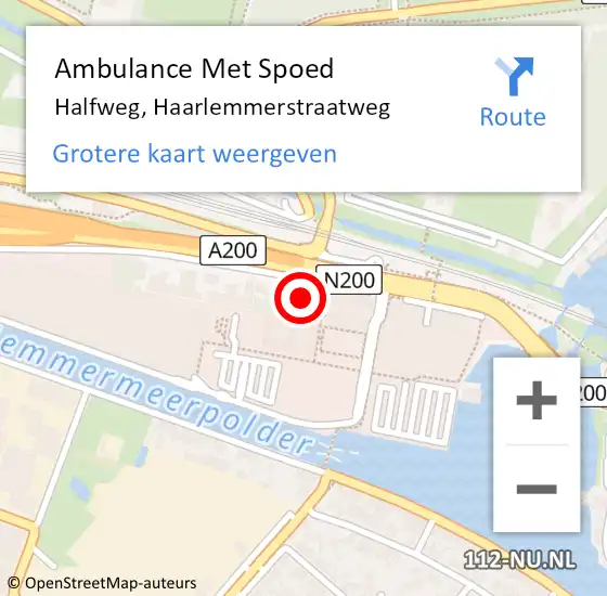 Locatie op kaart van de 112 melding: Ambulance Met Spoed Naar Halfweg, Haarlemmerstraatweg op 4 december 2021 08:25
