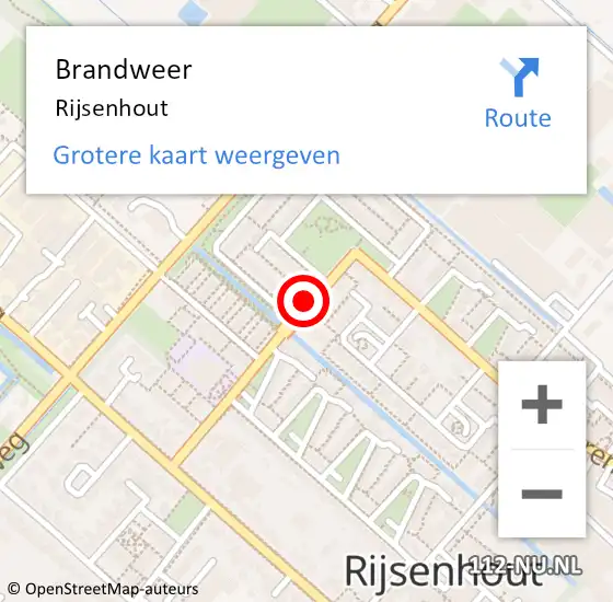 Locatie op kaart van de 112 melding: Brandweer Rijsenhout op 4 december 2021 08:27