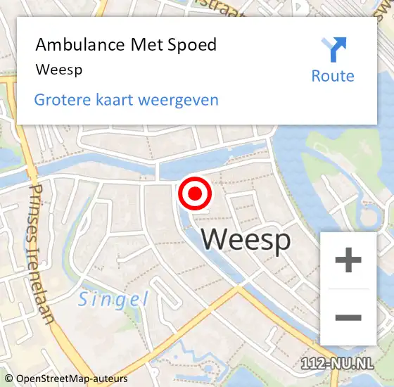 Locatie op kaart van de 112 melding: Ambulance Met Spoed Naar Weesp op 4 december 2021 08:36