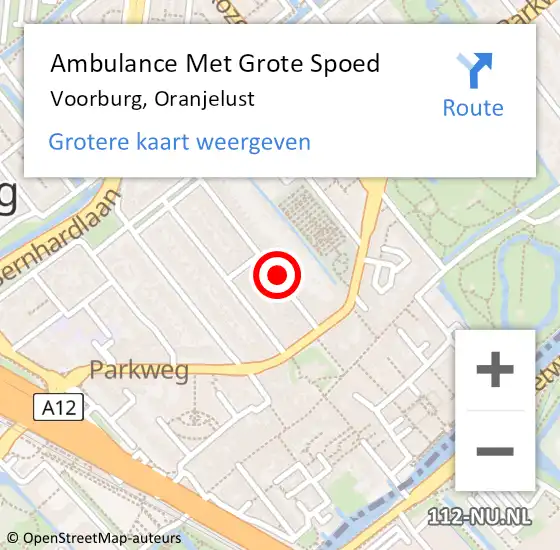 Locatie op kaart van de 112 melding: Ambulance Met Grote Spoed Naar Voorburg, Oranjelust op 4 december 2021 08:37