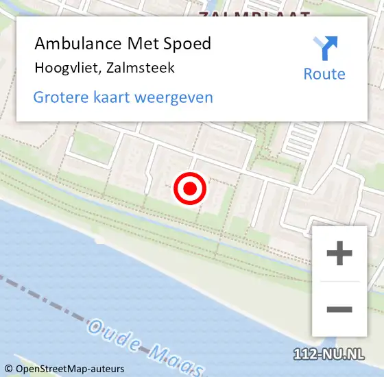 Locatie op kaart van de 112 melding: Ambulance Met Spoed Naar Hoogvliet, Zalmsteek op 4 december 2021 08:39