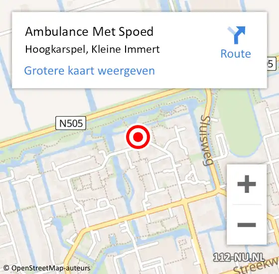 Locatie op kaart van de 112 melding: Ambulance Met Spoed Naar Hoogkarspel, Kleine Immert op 4 december 2021 08:41
