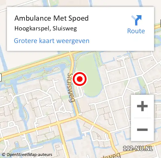 Locatie op kaart van de 112 melding: Ambulance Met Spoed Naar Hoogkarspel, Sluisweg op 4 december 2021 08:42