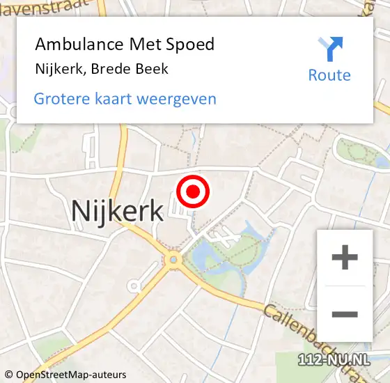Locatie op kaart van de 112 melding: Ambulance Met Spoed Naar Nijkerk, Brede Beek op 4 december 2021 08:43