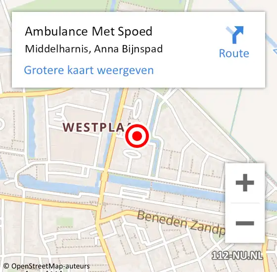 Locatie op kaart van de 112 melding: Ambulance Met Spoed Naar Middelharnis, Anna Bijnspad op 4 december 2021 08:47