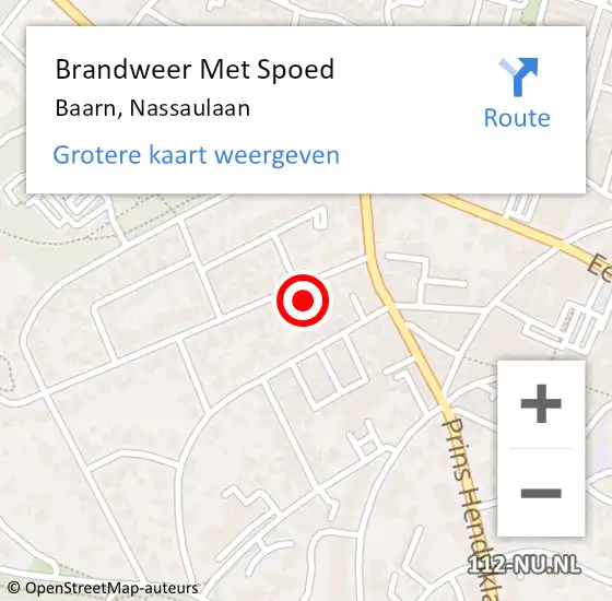 Locatie op kaart van de 112 melding: Brandweer Met Spoed Naar Baarn, Nassaulaan op 4 december 2021 08:56