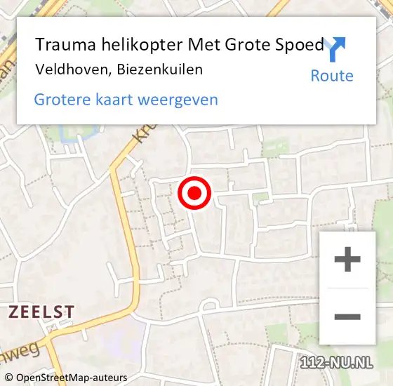 Locatie op kaart van de 112 melding: Trauma helikopter Met Grote Spoed Naar Veldhoven, Biezenkuilen op 4 december 2021 09:02