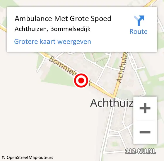 Locatie op kaart van de 112 melding: Ambulance Met Grote Spoed Naar Achthuizen, Bommelsedijk op 4 december 2021 09:10