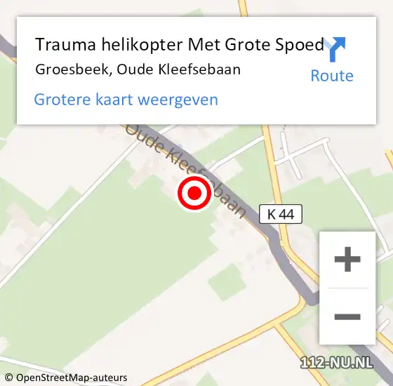 Locatie op kaart van de 112 melding: Trauma helikopter Met Grote Spoed Naar Groesbeek, Oude Kleefsebaan op 4 december 2021 09:12