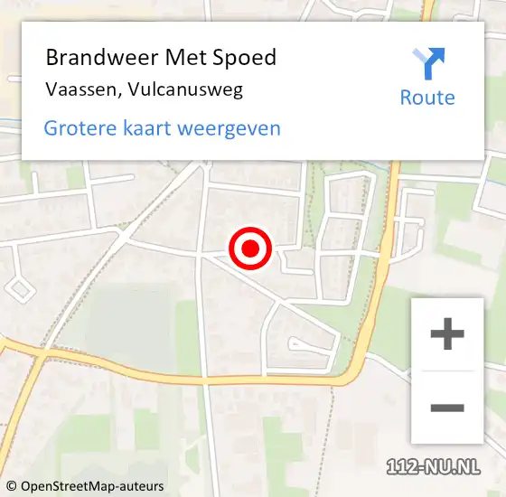 Locatie op kaart van de 112 melding: Brandweer Met Spoed Naar Vaassen, Vulcanusweg op 4 december 2021 09:32