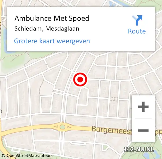 Locatie op kaart van de 112 melding: Ambulance Met Spoed Naar Schiedam, Mesdaglaan op 4 december 2021 09:40