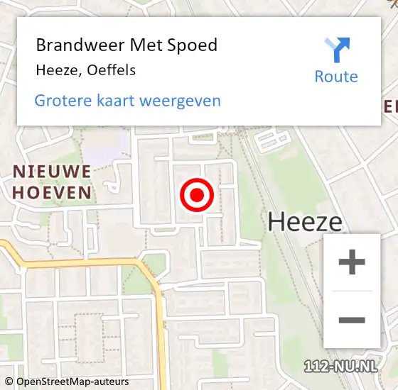 Locatie op kaart van de 112 melding: Brandweer Met Spoed Naar Heeze, Oeffels op 4 december 2021 09:55