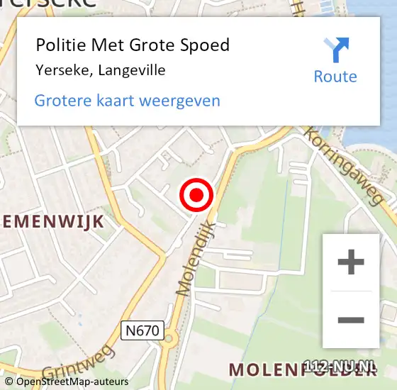 Locatie op kaart van de 112 melding: Politie Met Grote Spoed Naar Yerseke, Langeville op 4 december 2021 10:03