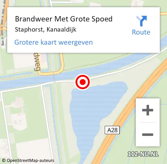 Locatie op kaart van de 112 melding: Brandweer Met Grote Spoed Naar Staphorst, Kanaaldijk op 4 december 2021 10:33