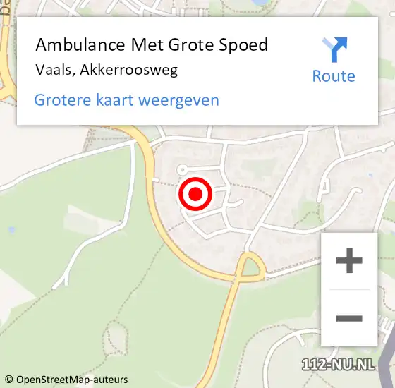 Locatie op kaart van de 112 melding: Ambulance Met Grote Spoed Naar Vaals, Akkerroosweg op 4 december 2021 10:34