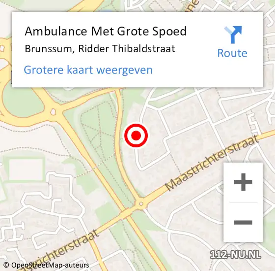 Locatie op kaart van de 112 melding: Ambulance Met Grote Spoed Naar Brunssum, Ridder Thibaldstraat op 1 juli 2014 10:59